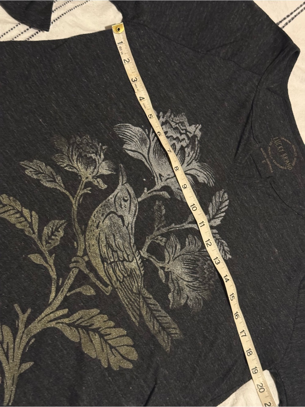 Lucky Brand Charcoal Long-Sleeve Top with Metallic Bird & Floral Print - Picture 6 of 7
